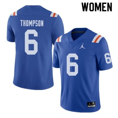 Women's Florida Gators #6 Deonte Thompson NCAA Jordan Brand Royal Throwback Alternate Authentic Stitched College Football Jersey SRH4362ED